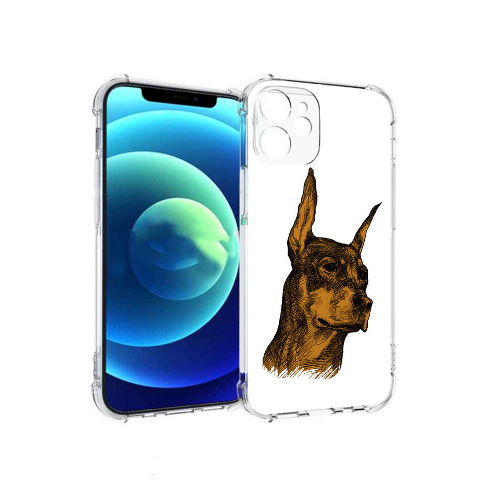 

Чехол MyPads Tocco для Apple iPhone 12 mini скетч доберман (PT157566.610.605), Прозрачный, Tocco