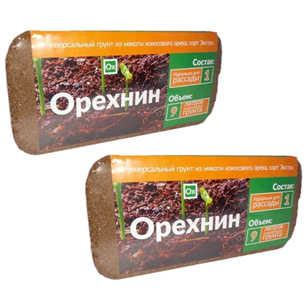 

Кокосовый субстрат Орехнин брикет, 2 шт по 9 л