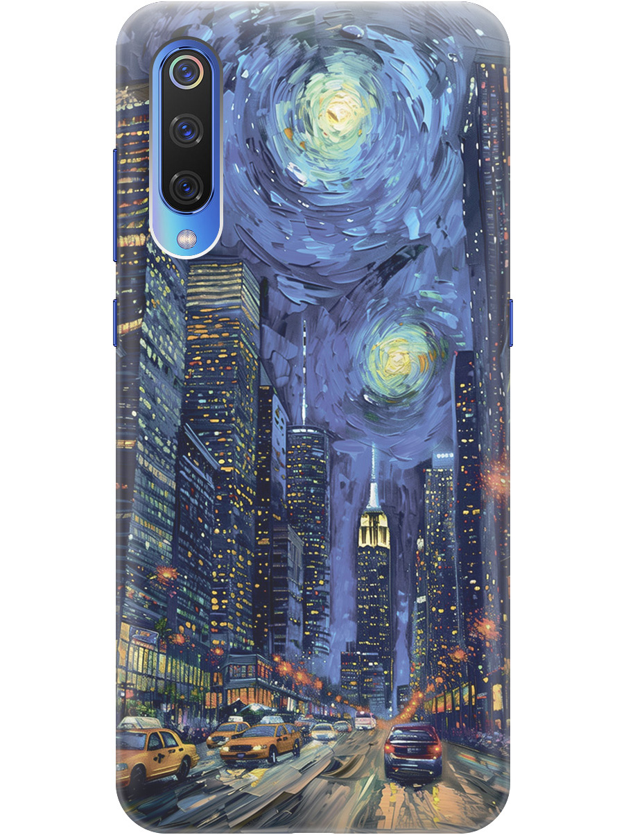 

Силиконовый чехол на Xiaomi Mi 9 с принтом "Ночной проспект", Прозрачный;синий;черный, 720668410
