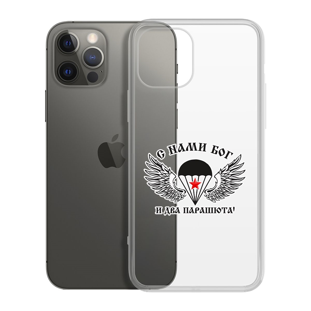 

Чехол-накладка Krutoff Clear Case С нами Бог для iPhone 12 Pro Max, Прозрачный