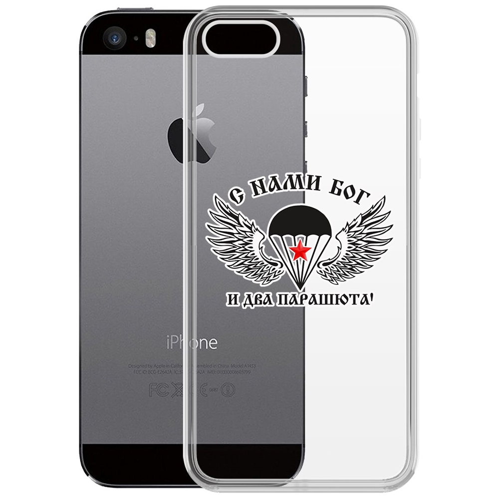 

Чехол-накладка Krutoff Clear Case С нами Бог для iPhone 5/5s, Прозрачный