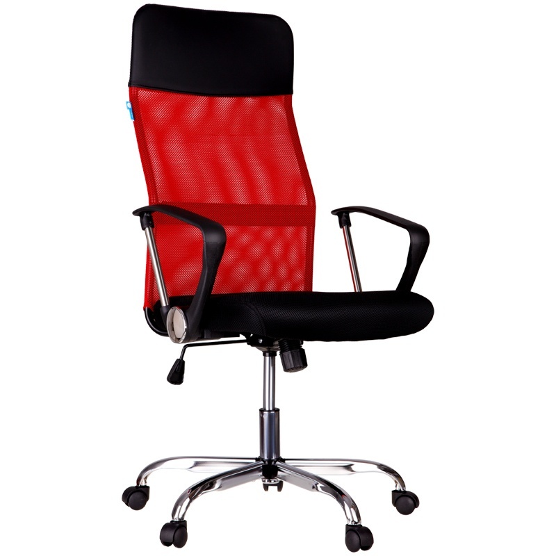 Кресло руководителя Helmi HL-E16 ткань/сетка/экокожа черная/красная, хром