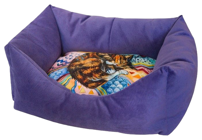 

Лежанка для животных Zooexpress Сны № 3 рисунок Кошка, сиреневая, 55х40х23 см