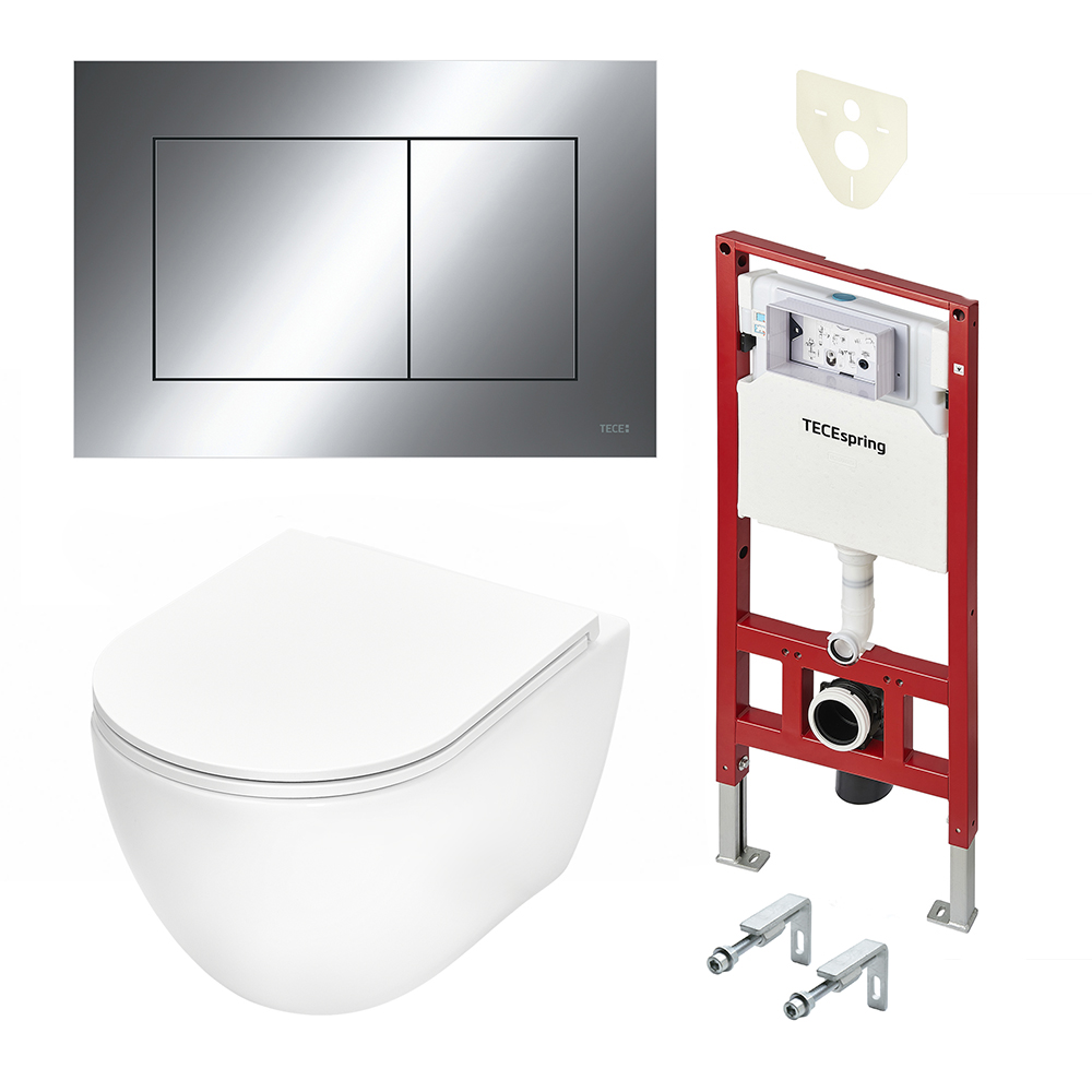 

Комплект для установки подвесного унитаза TECEspring R 9400412WCP с панелью смыва, хром