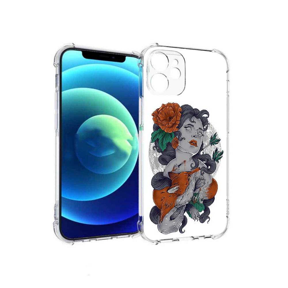 

Чехол MyPads Tocco для Apple iPhone 12 mini темная девушка с лисой (PT157566.610.639), Прозрачный, Tocco