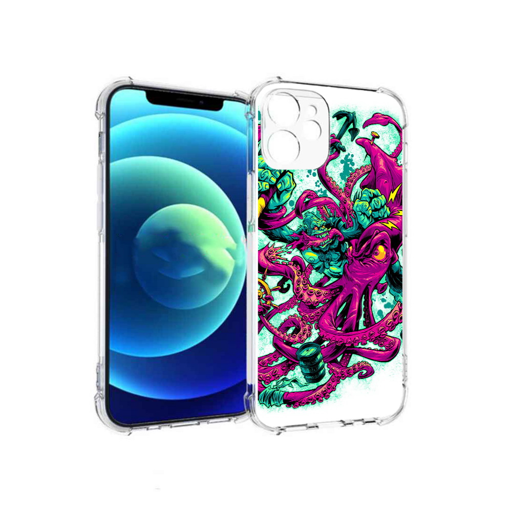 

Чехол MyPads Tocco для Apple iPhone 12 mini фиолетовый кракен (PT157566.610.657), Прозрачный, Tocco