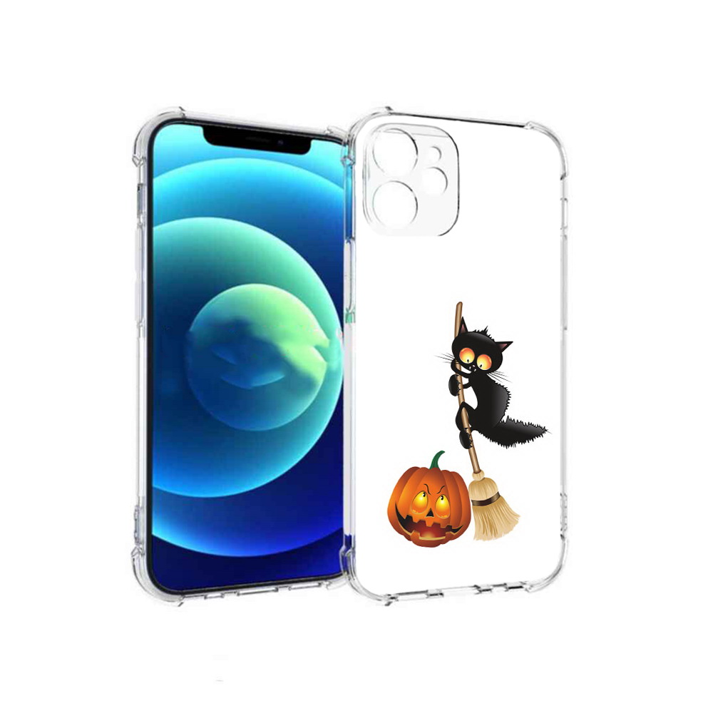 

Чехол MyPads Tocco для Apple iPhone 12 mini хэлуинский котик (PT157566.610.667), Прозрачный, Tocco