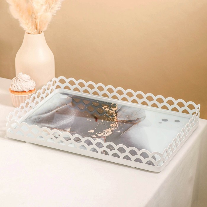 фото Подставка для десертов «акварель», 40?28?5 см, прямоугольная, цвет металла серебряный nobrand