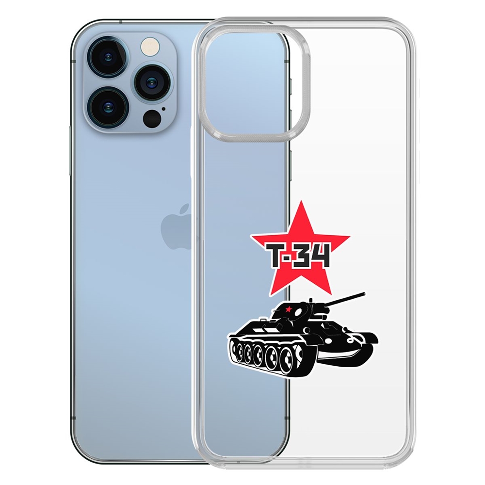 

Чехол-накладка Krutoff Clear Case Т-34 для iPhone 13 Pro, Прозрачный