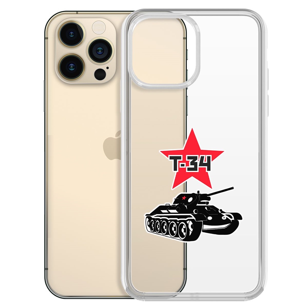 

Чехол-накладка Krutoff Clear Case Т-34 для iPhone 13 Pro Max, Прозрачный