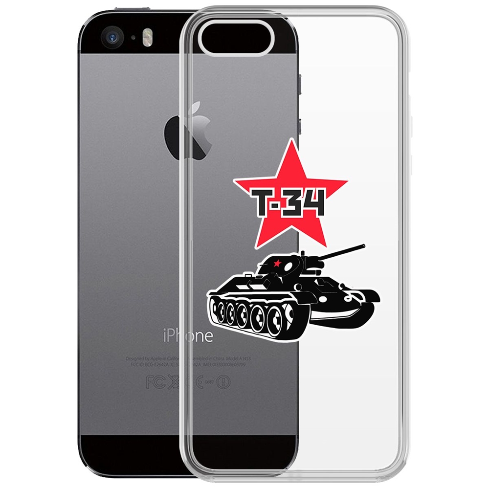 

Чехол-накладка Krutoff Clear Case Т-34 для iPhone 5/5s, Прозрачный
