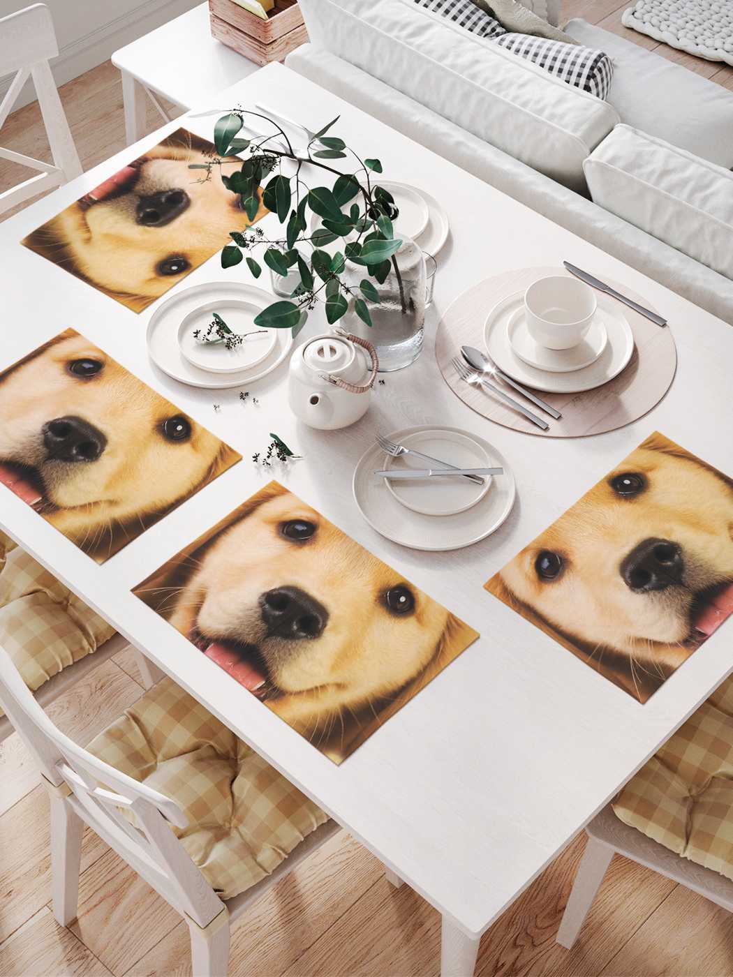 

Сервировочные селфетки JoyArty "Улыбающаяся собака" (32х46 см, 4 шт.), Разноцветный