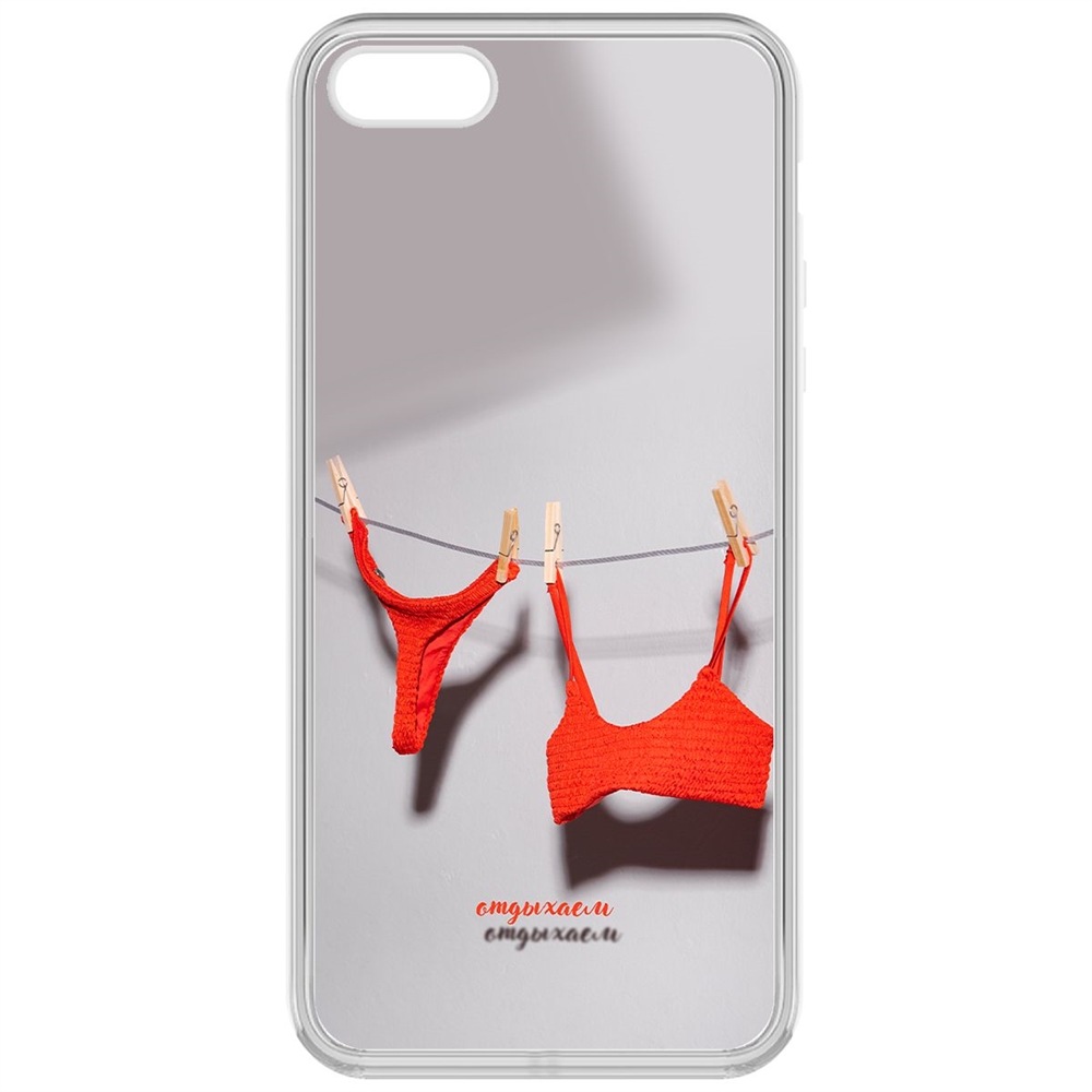 

Чехол-накладка Krutoff Clear Case Отдыхаем для iPhone 5/5s, Прозрачный