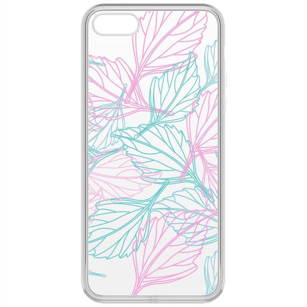 

Чехол-накладка Krutoff Clear Case Листья паттерн для iPhone 5/5s, Прозрачный