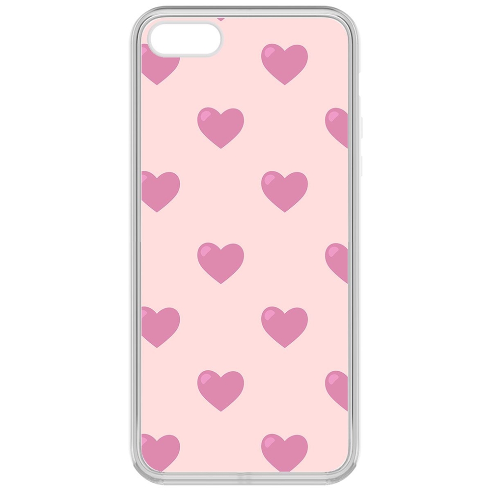 

Чехол-накладка Krutoff Clear Case Пурпурные сердца для iPhone 5/5s, Прозрачный