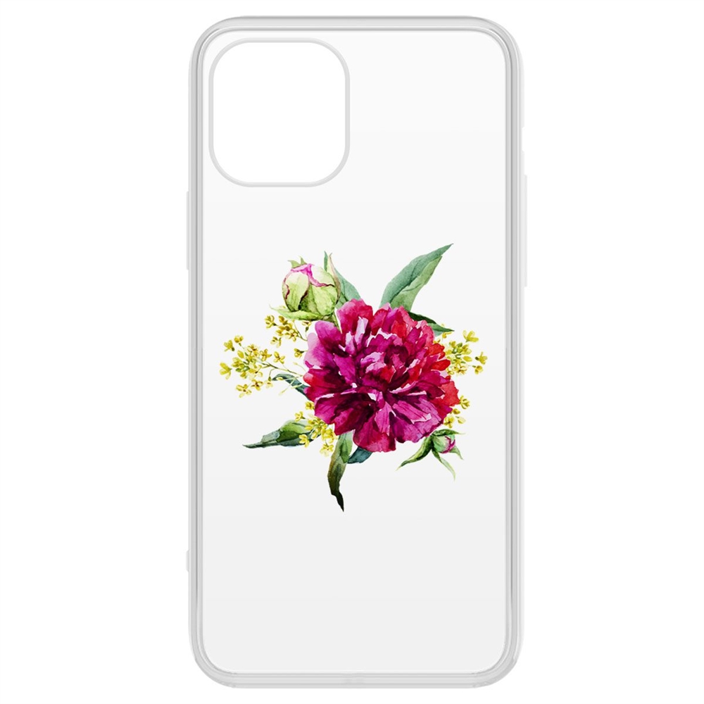 

Чехол-накладка Krutoff Clear Case Цветочная акварель для iPhone 12 Pro Max, Прозрачный