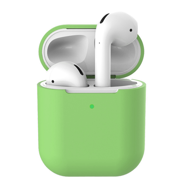 

Cиликоновый чехол QVATRA для наушников Airpods 2, 1 зеленый, для наушников Airpods 2, 1 зеленый