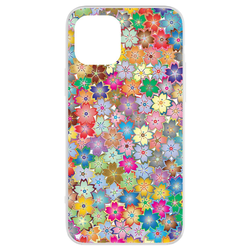

Чехол-накладка Krutoff Clear Case Цветочный паттерн 4 для iPhone 12/12 Pro, Прозрачный