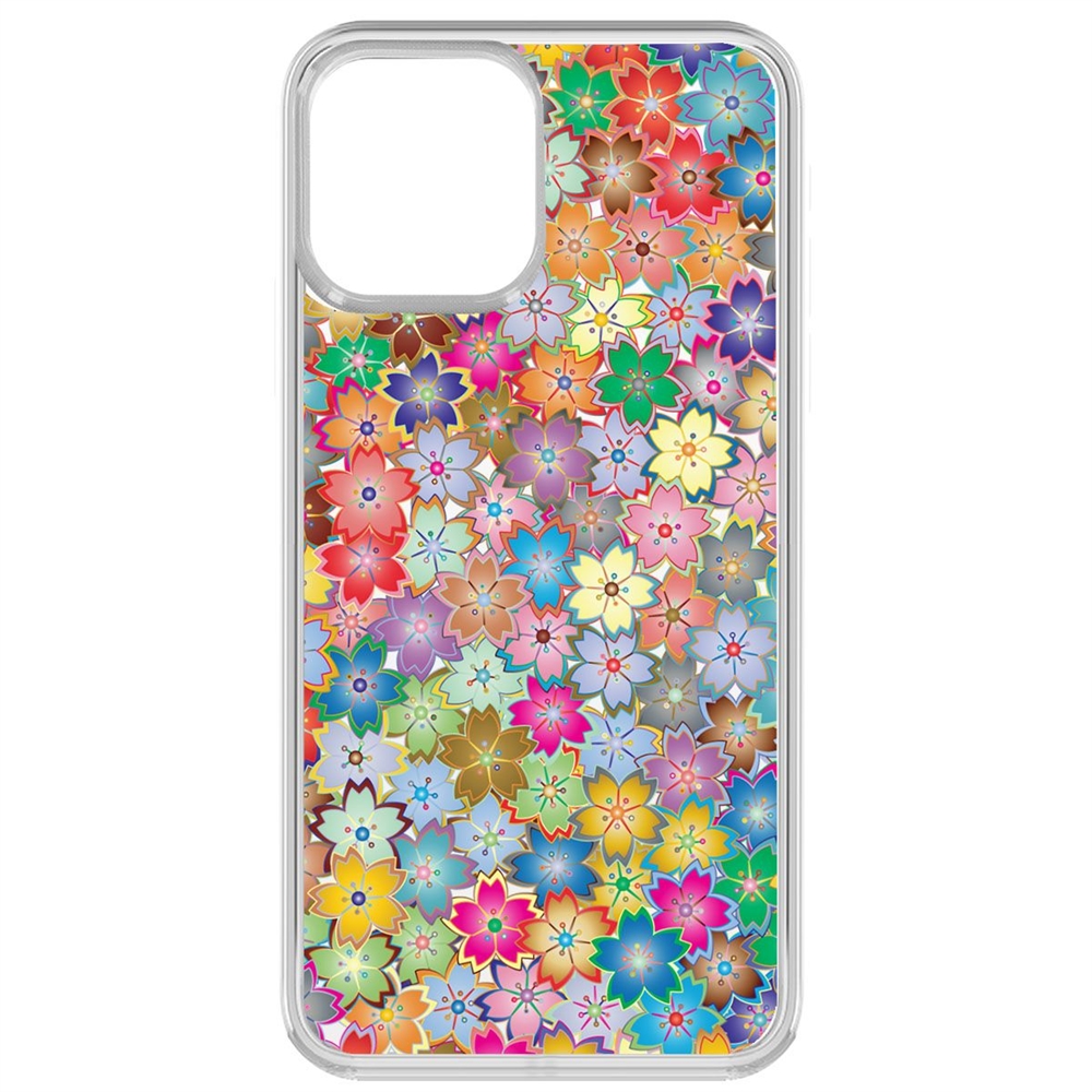 

Чехол-накладка Krutoff Clear Case Цветочный паттерн 4 для iPhone 13, Прозрачный