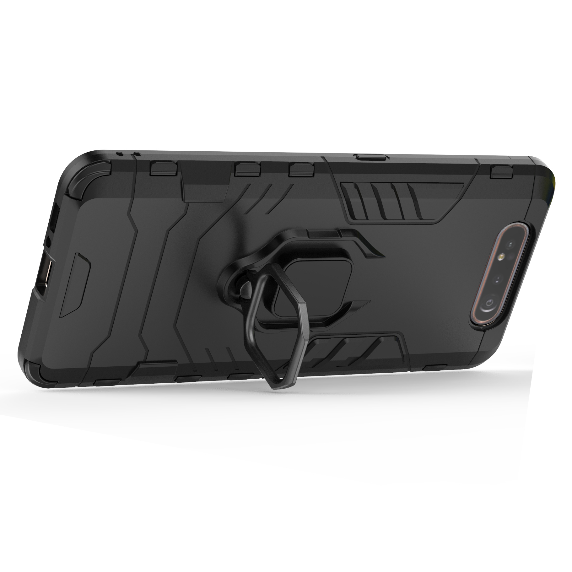 фото Противоударный чехол с кольцом panther case для samsung galaxy a80/a90 (черный) black panther