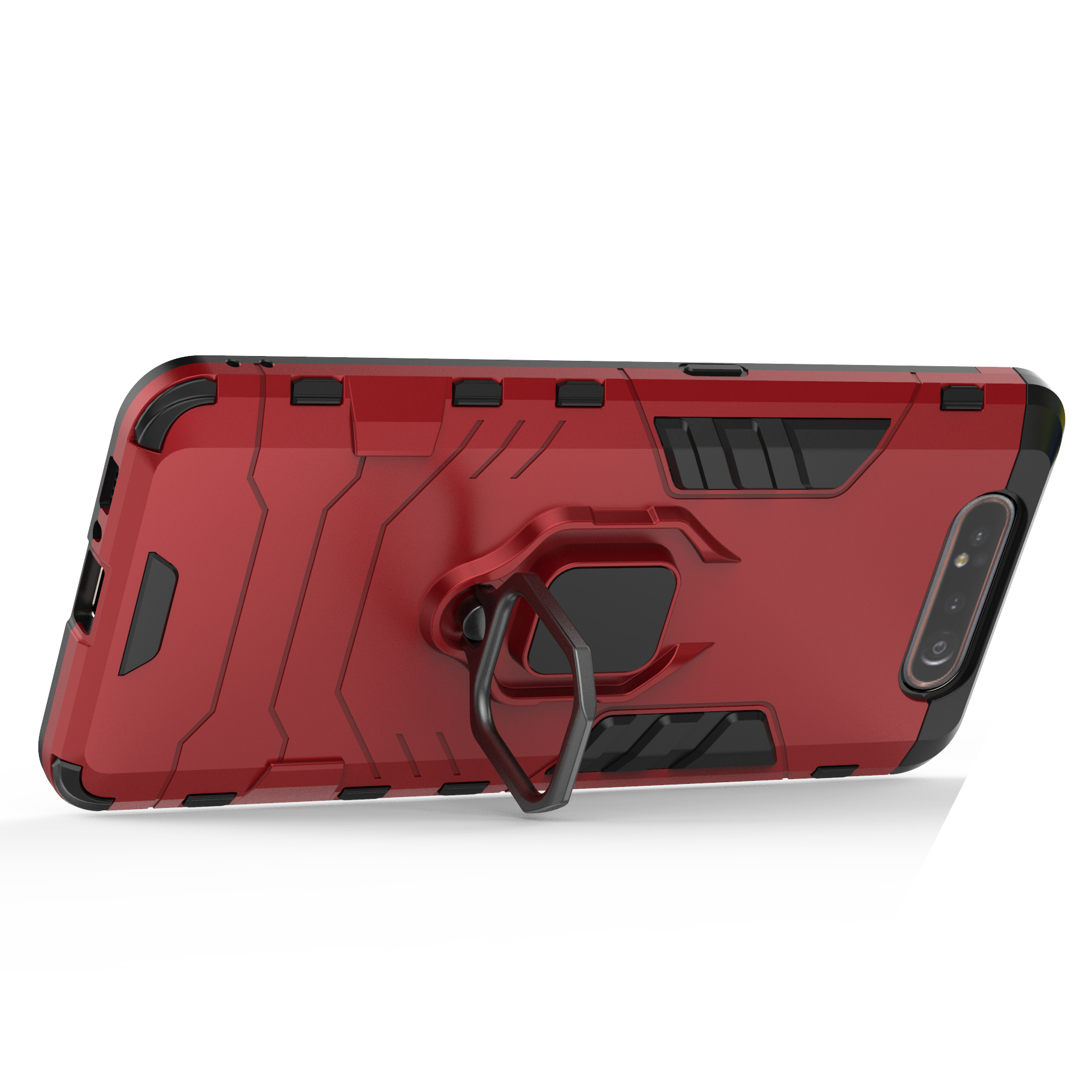 фото Противоударный чехол с кольцом panther case для samsung galaxy a80/a90 (красный) black panther