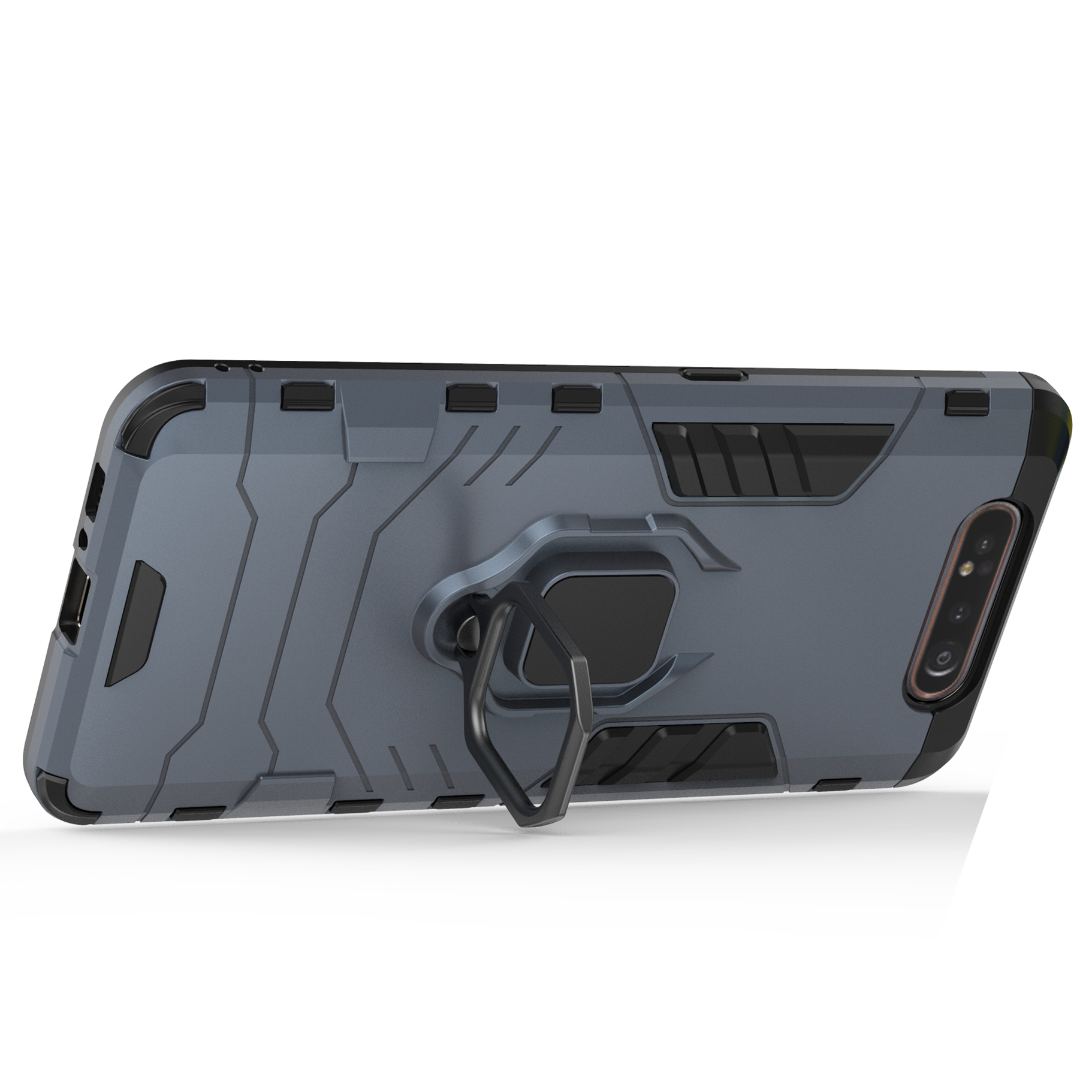 фото Противоударный чехол с кольцом panther case для samsung galaxy a80/a90 (синий) black panther