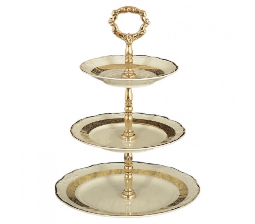 

Этажерка 3 яруса Thun Мария Луиза IVORY 8800310, Белый;золотистый, 47011-02