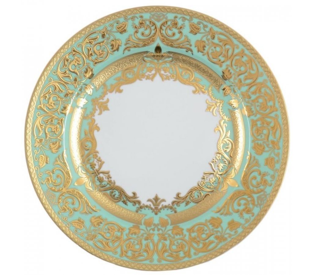 

Круглое блюдо 32 см Natalia seladon gold, Голубой;золотистый, 49814-02