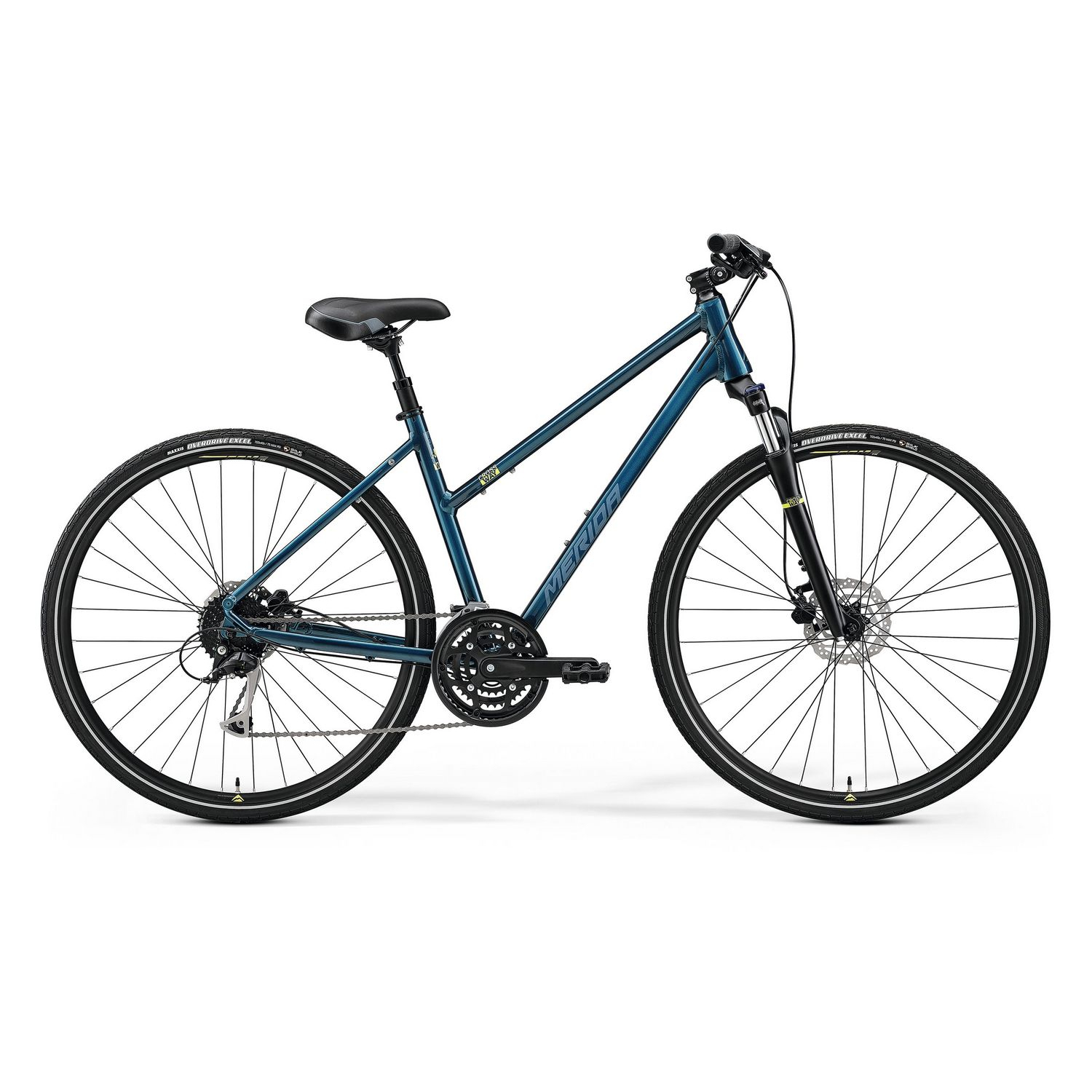 Велосипед Merida Crossway 100 женский, L-55, синий с серебристо-лаймовым