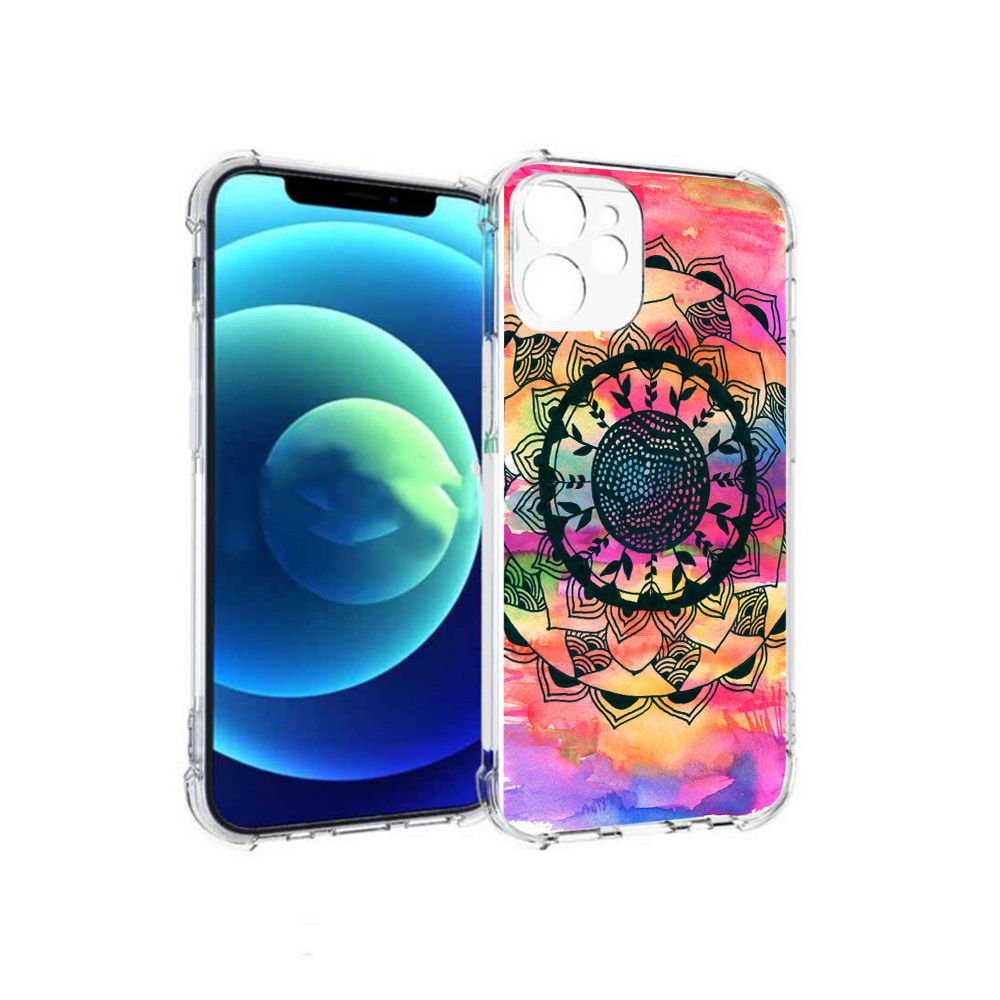 

Чехол MyPads Tocco для Apple iPhone 12 mini яркая абстракция круглый цветок, Прозрачный, Tocco
