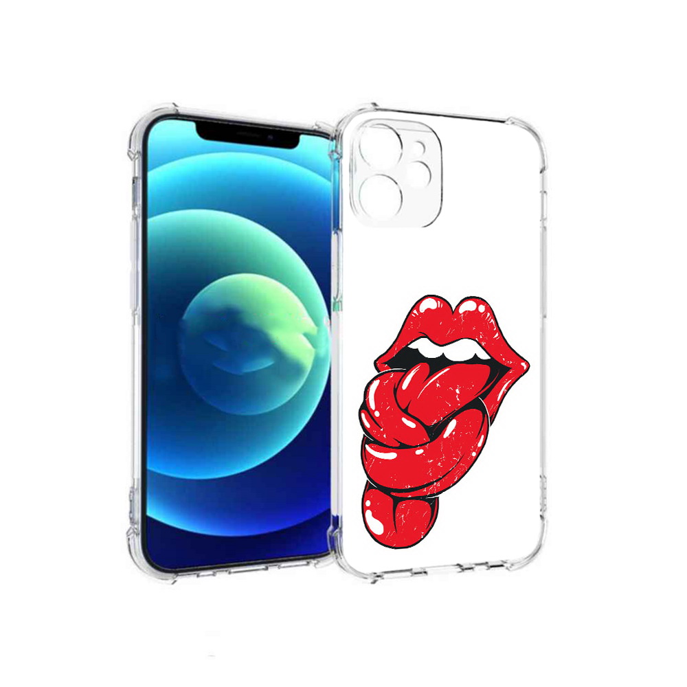 

Чехол MyPads Tocco для Apple iPhone 12 mini яркие губы с языком (PT157566.610.705), Прозрачный, Tocco