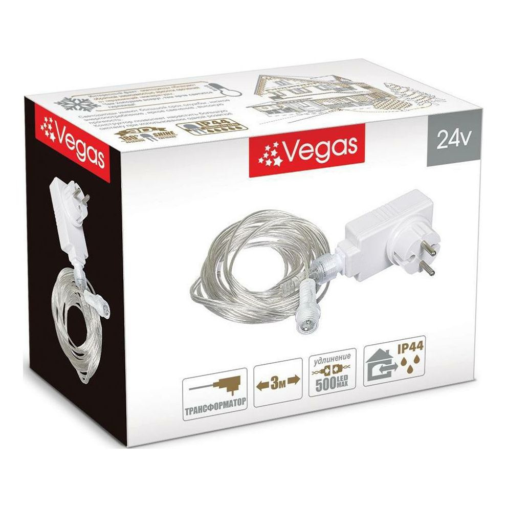 

Vegas Трансформатор 220V/24V, мощность 12 W (макс, подключение 500 LED ламп)