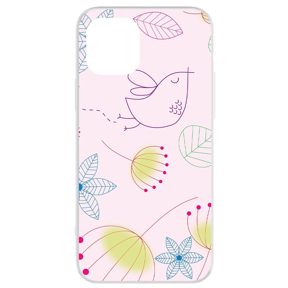 

Чехол-накладка Krutoff Clear Case Цветочный паттерн 5 для iPhone 12/12 Pro, Прозрачный