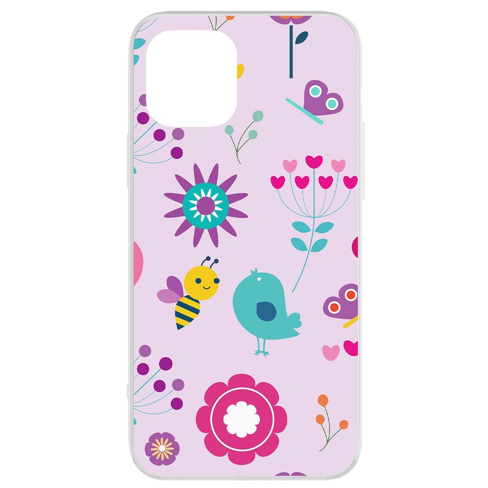 

Чехол-накладка Krutoff Clear Case Цветочный паттерн 8 для iPhone 12/12 Pro, Прозрачный