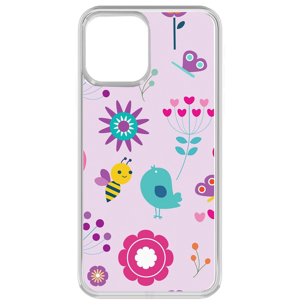 

Чехол-накладка Krutoff Clear Case Цветочный паттерн 8 для iPhone 13 Pro, Прозрачный