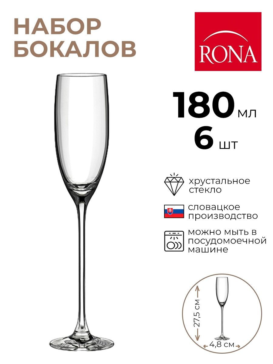 

Набор бокалов Rona 6шт 180мл, Прозрачный