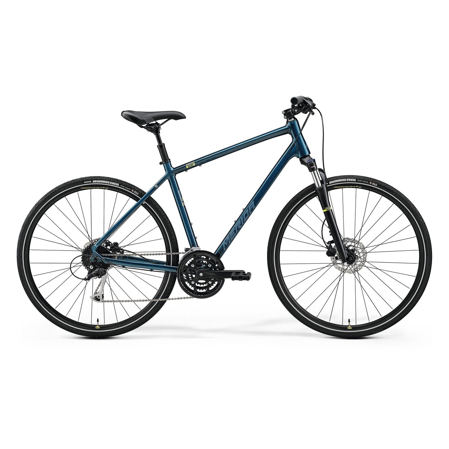 Велосипед Merida Crossway 100 мужской, M-51, синий с серебристо-лаймовым