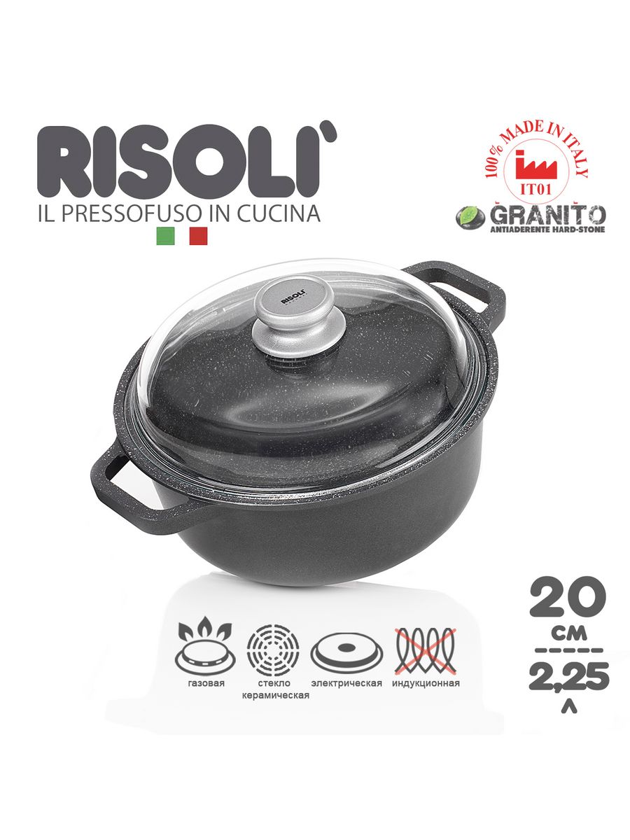 Кастрюля Risoli Granito с крышкой 2.25 л 20 см