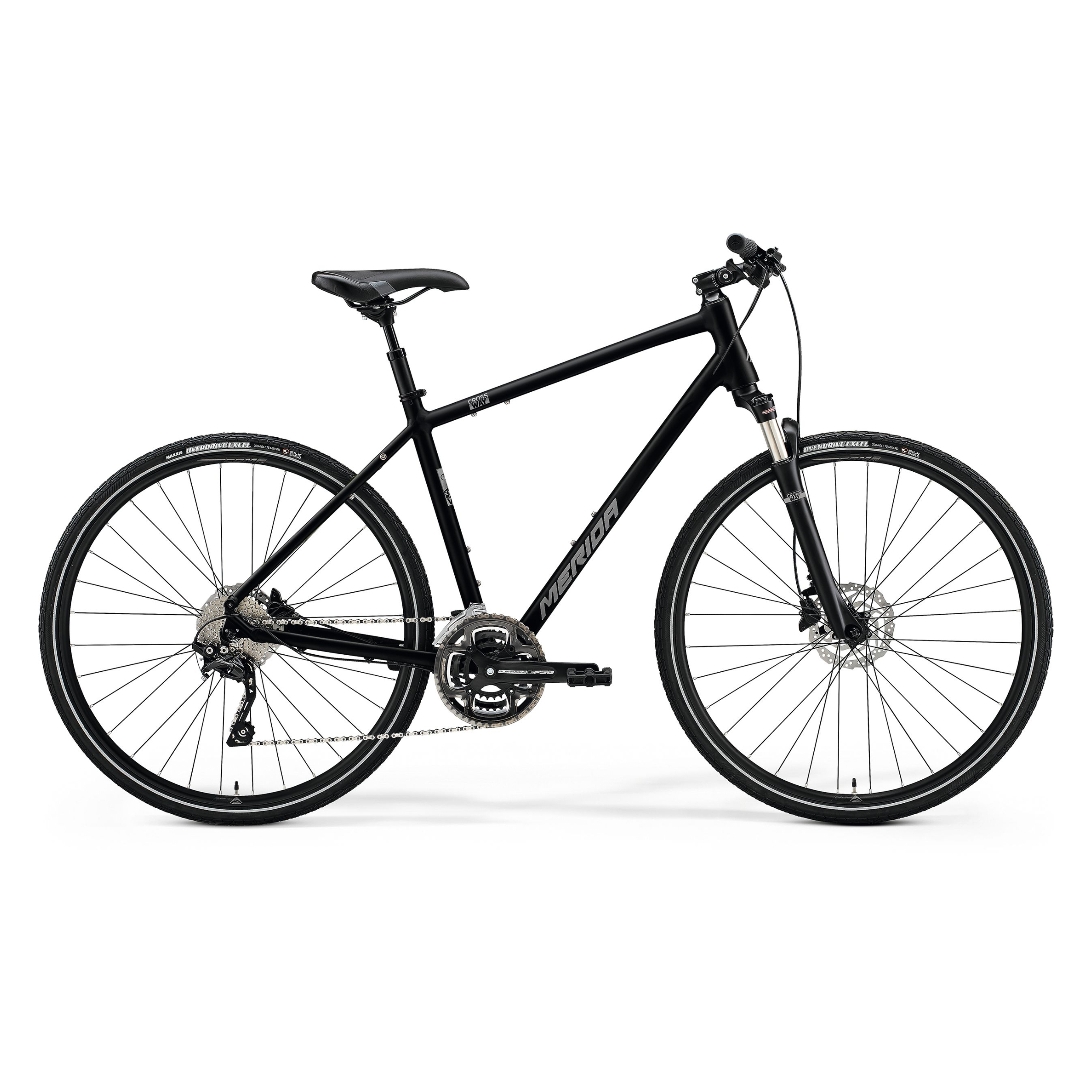 Велосипед Merida Crossway 300 мужской, M-51, глянцевый чёрный с матовым серебром