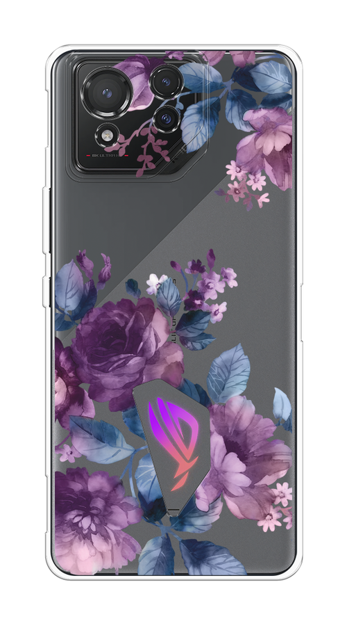 

Чехол на Asus ROG Phone 8 "Purple Blossoms", Синий;фиолетовый, 45150-1