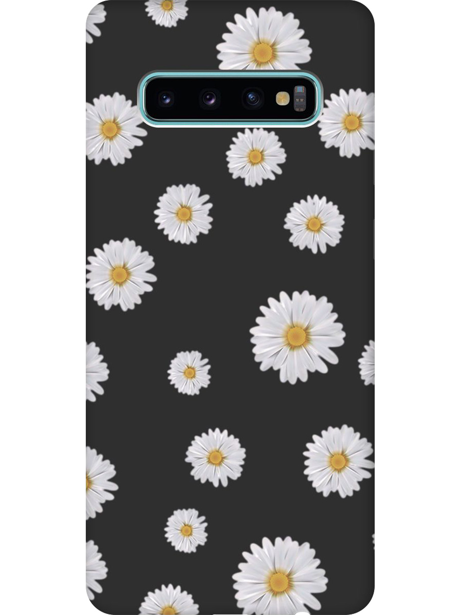 

Силиконовый чехол на Samsung Galaxy S10+ с принтом "Ромашки" матовый черный, Черный;прозрачный;серый, 720461121