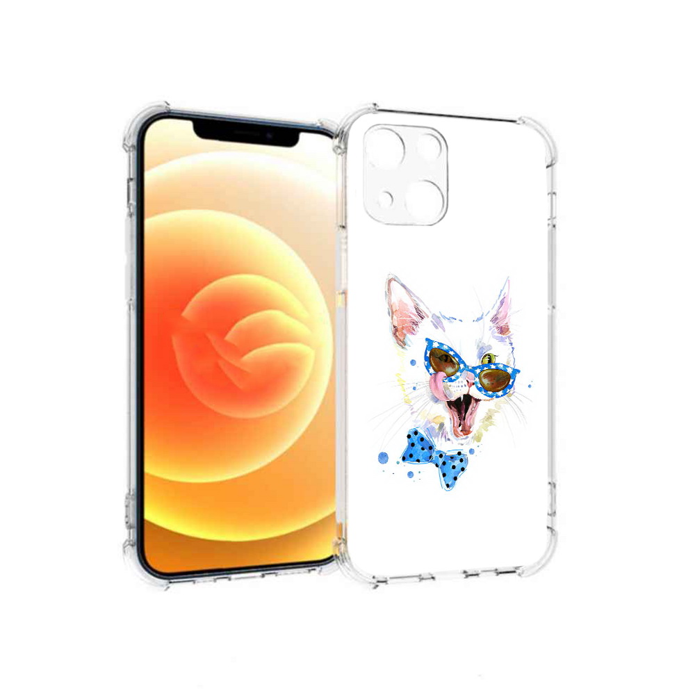 

Чехол MyPads Tocco для Apple iPhone 13 белый кот (PT163239.611.229), Прозрачный, Tocco