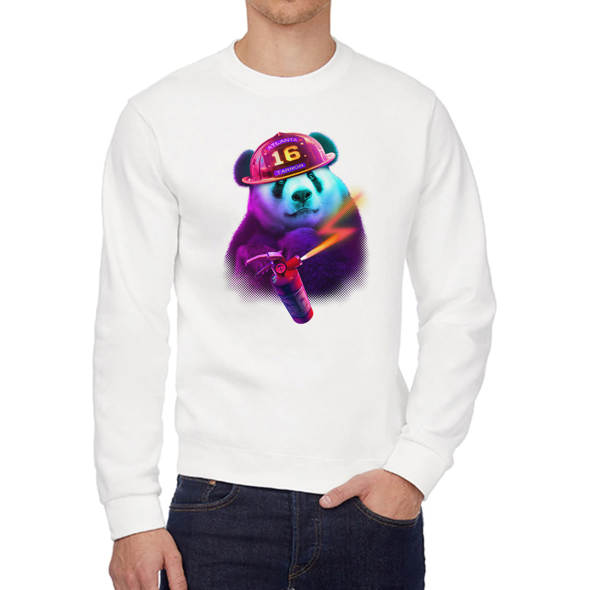 

Свитшот женский CoolPodarok Панда с горелкой белый 56 RU, 6W015829