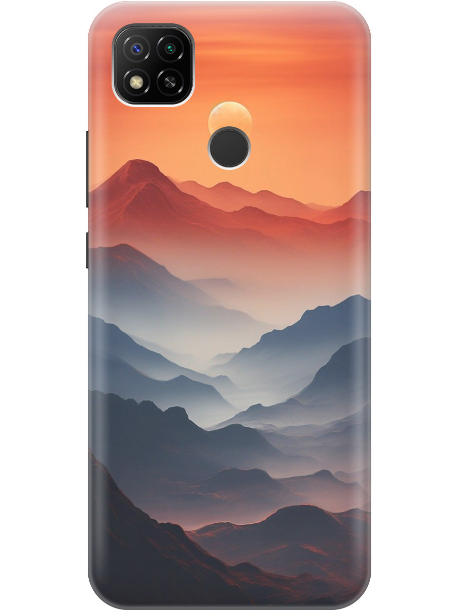 

Силиконовый чехол на Xiaomi Redmi 10A/9C с принтом "Луна над горами", Прозрачный;оранжевый;черный, 723311710