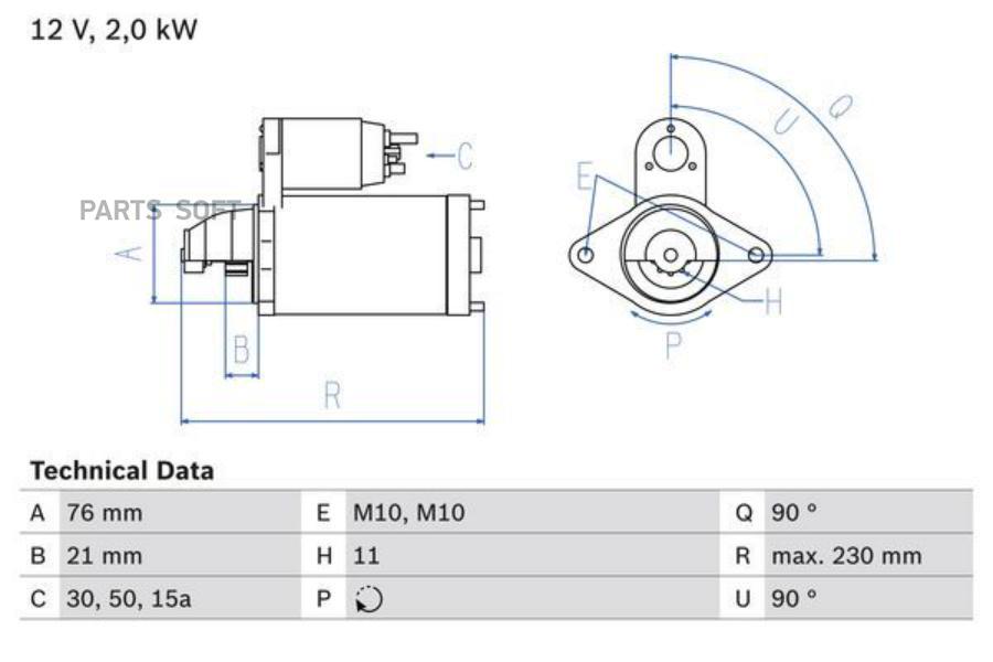 

BOSCH 0986022880 0 986 022 880_стартер! 2.0Kw 12V\ BMW 3/5/7/X3/X5 E46/E60/E65/E70/E90/E71