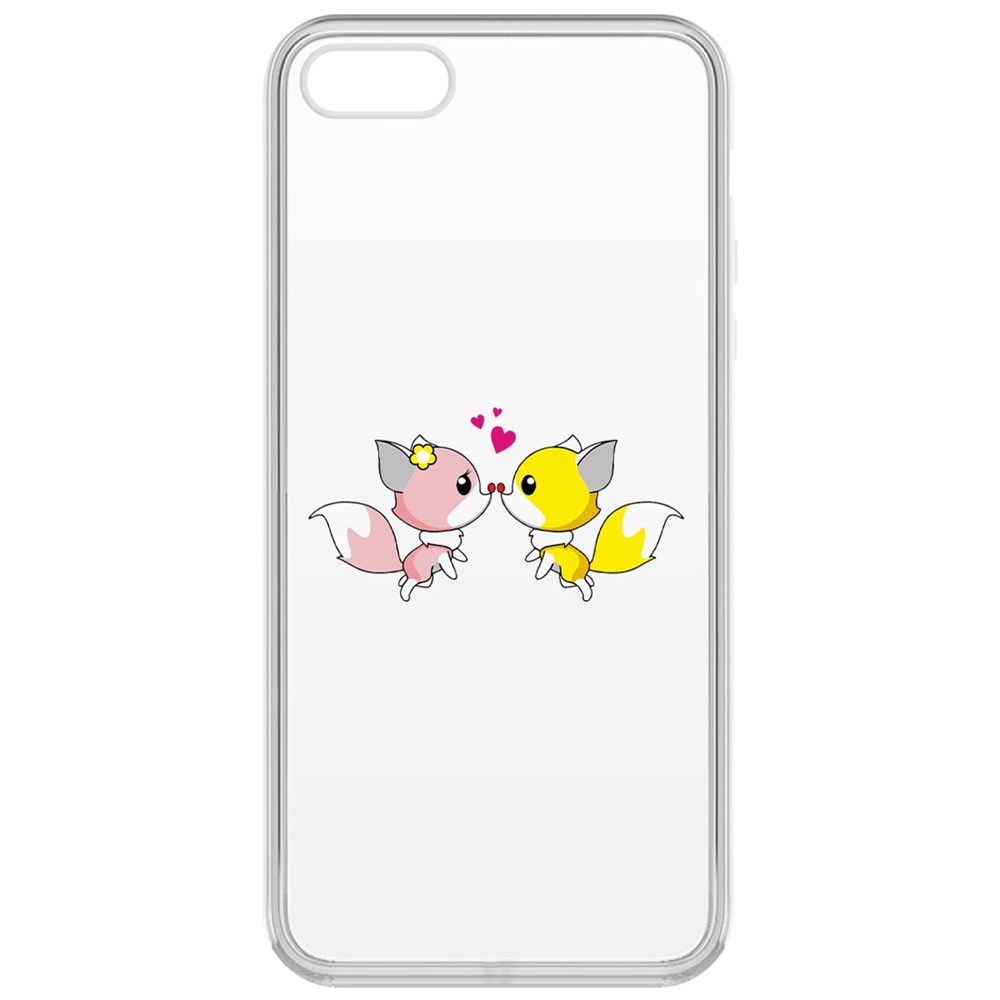 

Чехол-накладка Krutoff Clear Case Лисята для iPhone 5/5s, Прозрачный