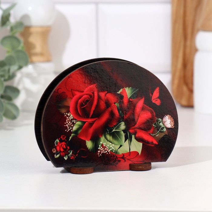 

Салфетница "Алые розы", 13х10х5 см