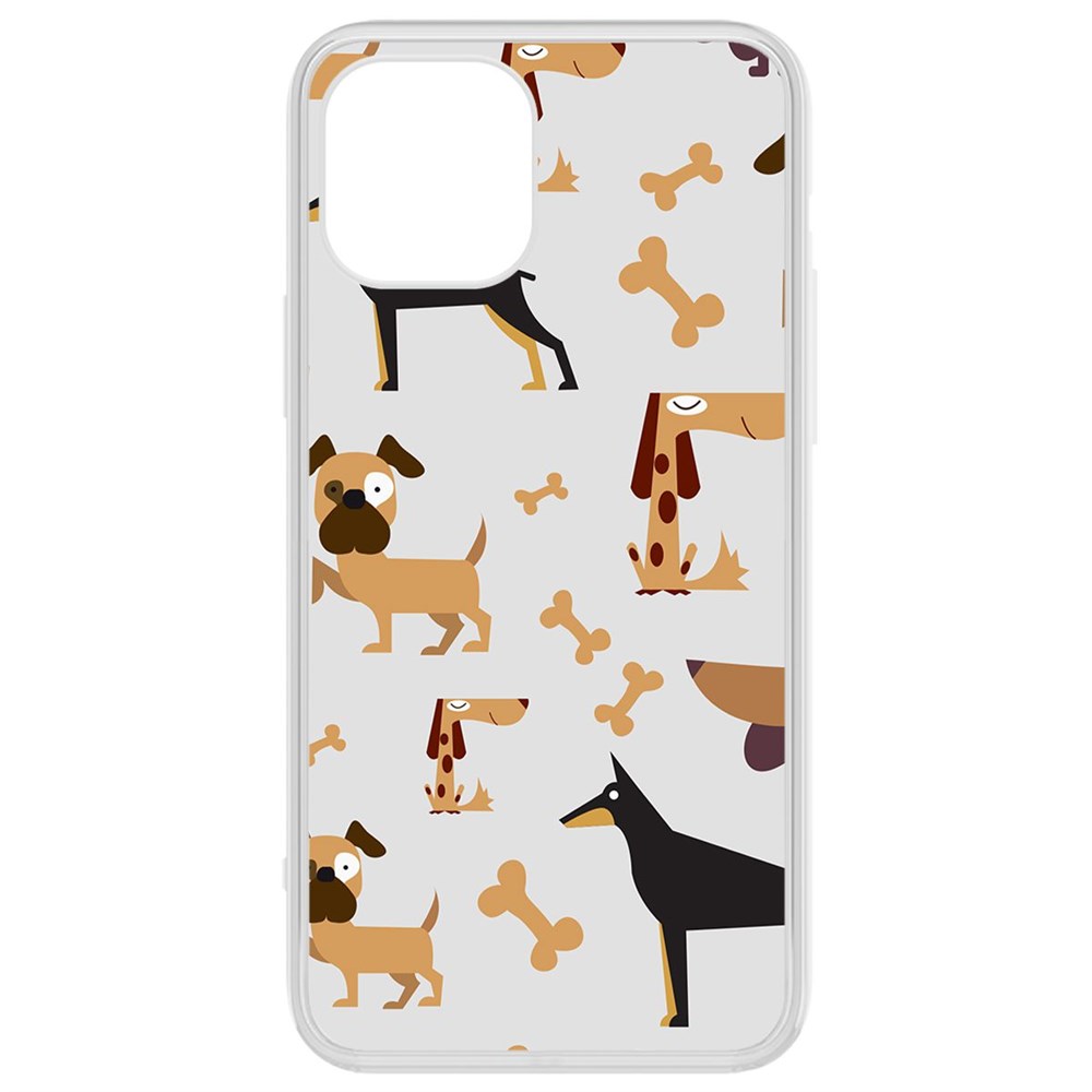 

Чехол-накладка Krutoff Clear Case Собаки паттерн 1 для iPhone 12/12 Pro, Прозрачный