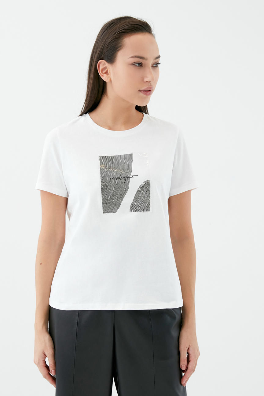

Футболка женская ZARINA 1123521430 белая 48 RU, 1123521430