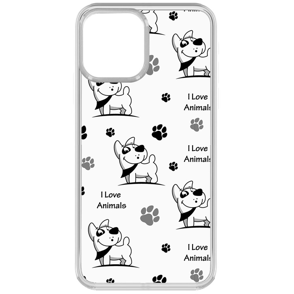 Чехол-накладка Krutoff Clear Case Собаки паттерн 2 для iPhone 13